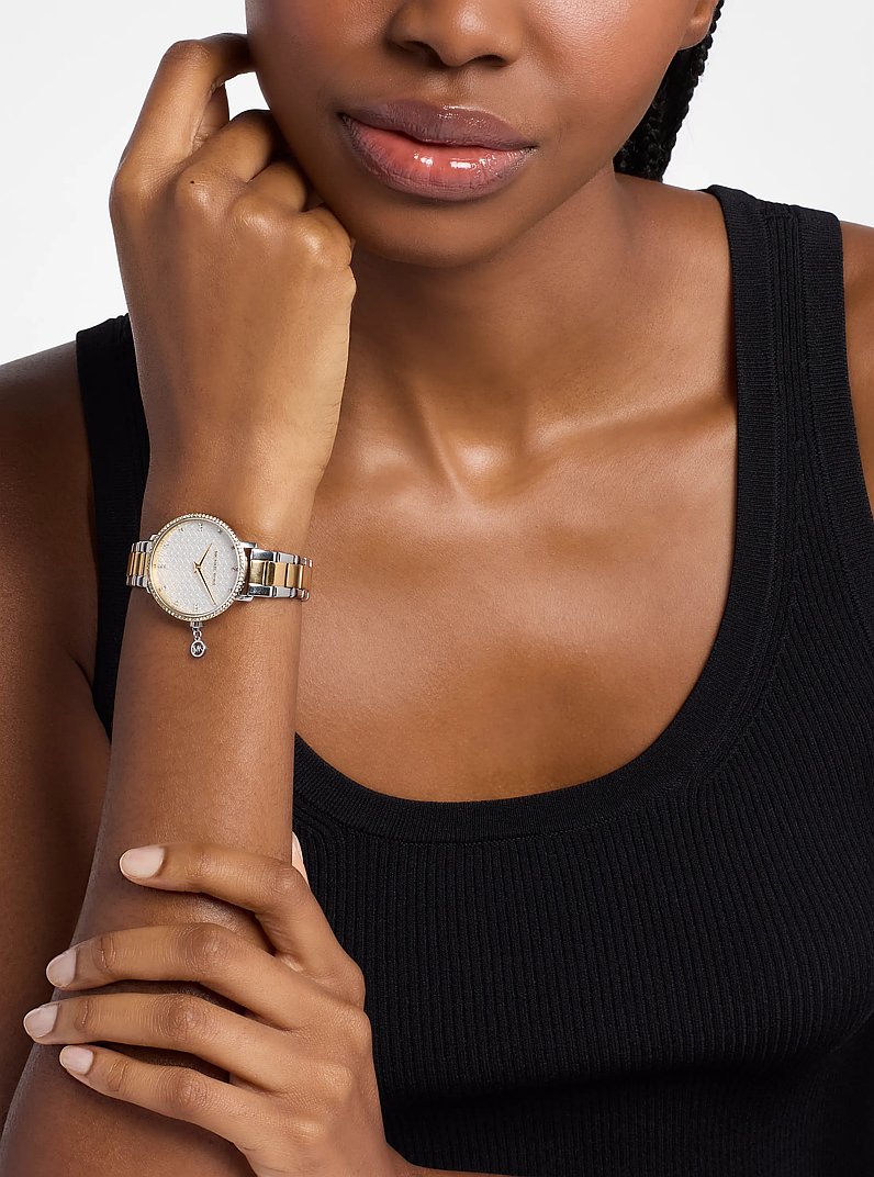 Zweifarbige Mini-Armbanduhr Pyper mit Pav&eacute; in ZWEIFARBIG | Michael Kors