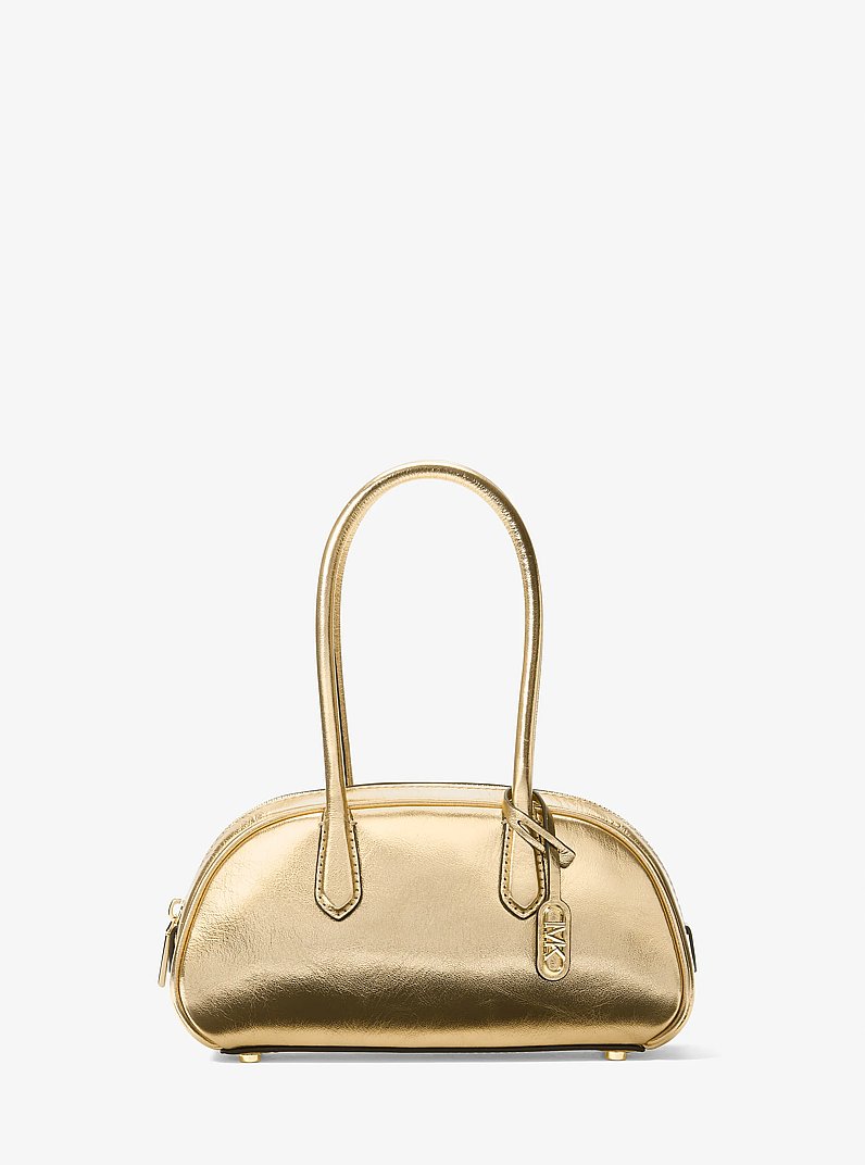 Lulu Small Metallic Leather Satchel in PALE GOLD | Michael Kors