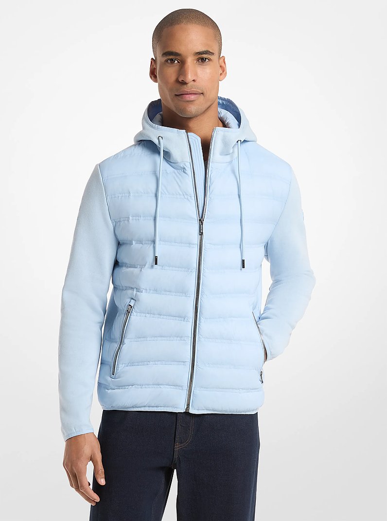 Galway Quilted Mixed-Media Jacket in PALE BLUE | Michael Kors