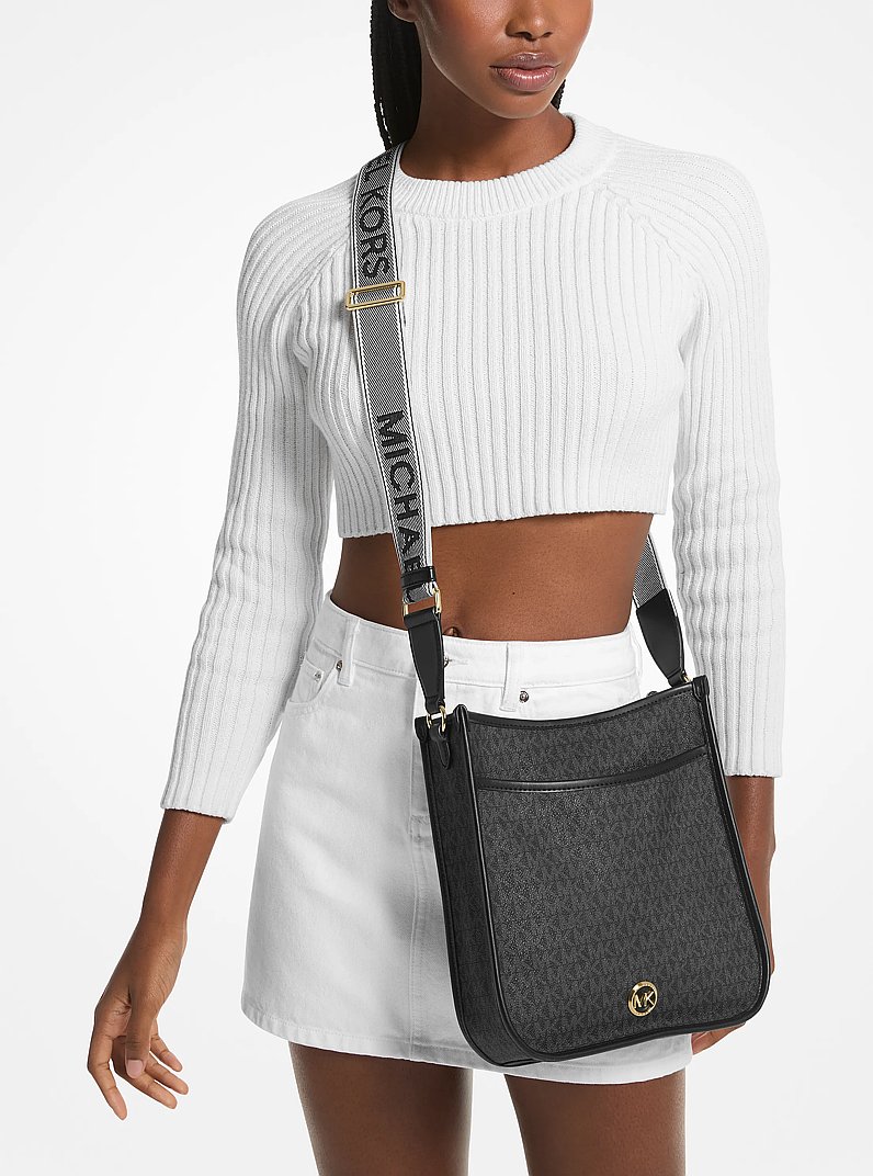 Luisa Large Signature Logo Messenger Bag