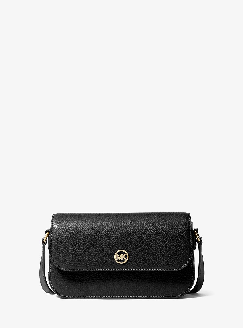 Petit sac &agrave; bandouli&egrave;re Jet Set Travel en cuir grain&eacute; in NOIR | Michael Kors