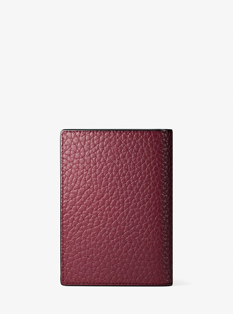 Cooper Pebbled Leather Bi-Fold Card Case in MAROON | Michael Kors