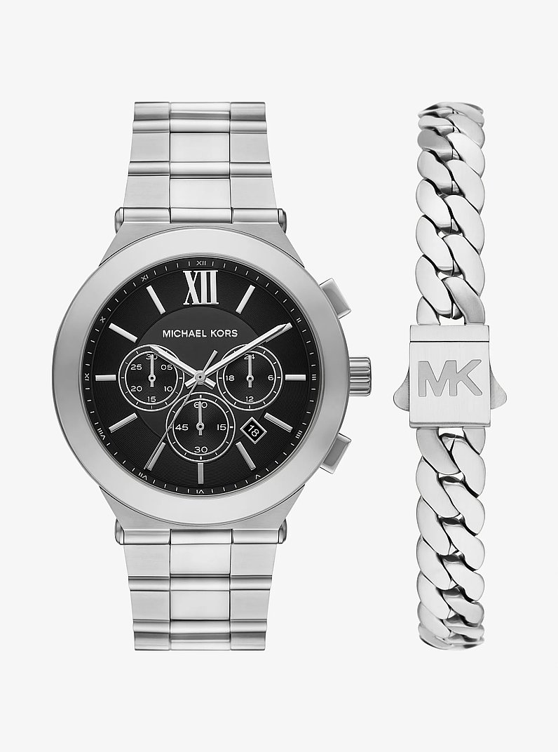 &Uuml;bergro&szlig;e Armbanduhr Billie und Armband im Silberton im Geschenkset in SILBERTON | Michael Kors