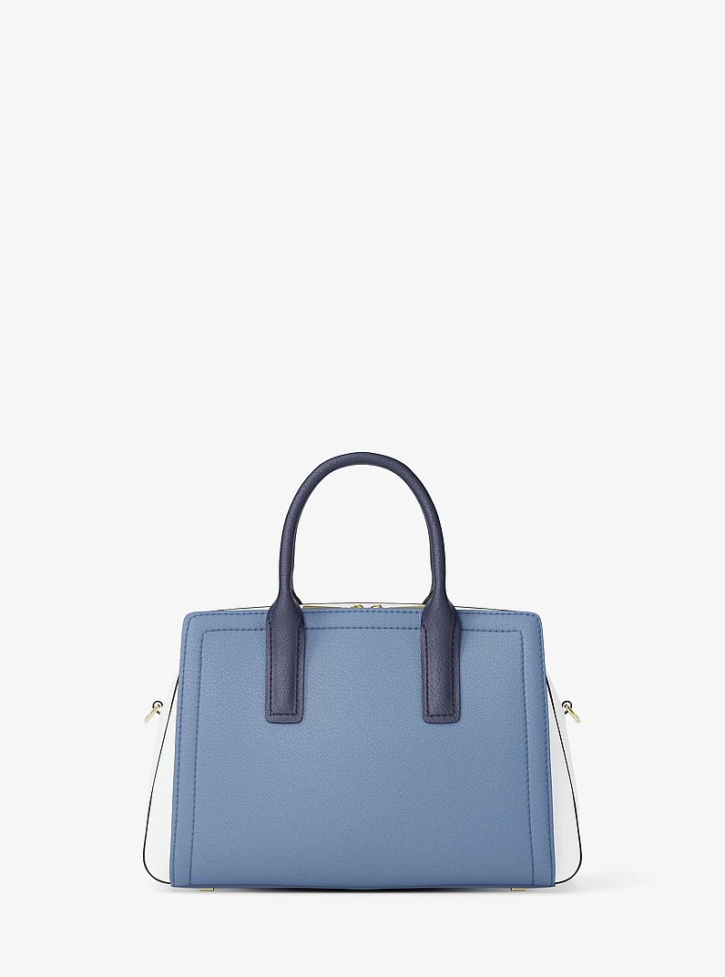 Laila Small Color-Block Pebbled Leather Satchel in FRCH BLU MLT | Michael Kors