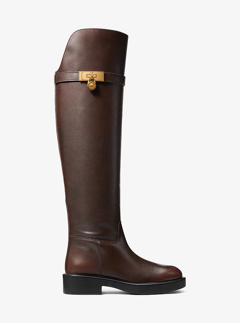 Hamilton Moderne Burnished Leather Riding Boot in LUGGAGE | Michael Kors
