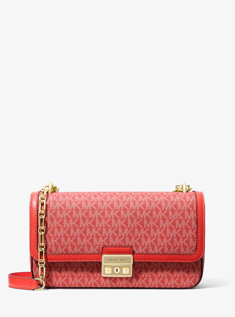 Tribeca Large Signature Logo Shoulder Bag in BURNT SIENNA | Michael Kors