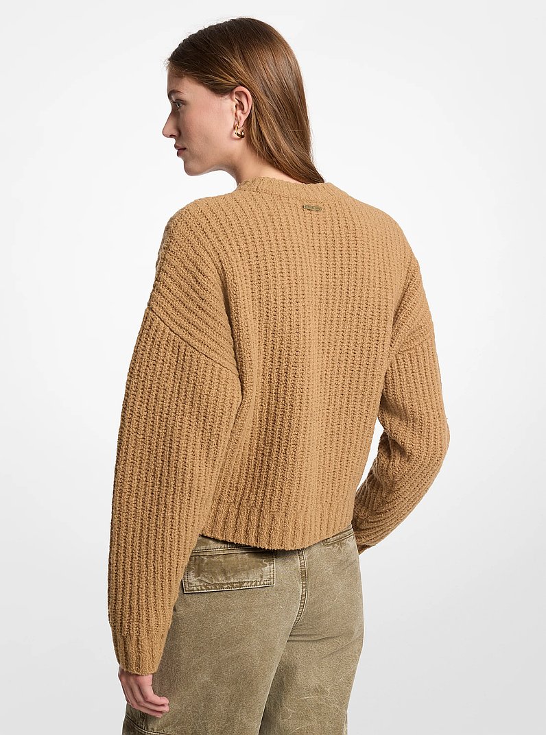 Ribbed Wool Blend Boucl&eacute; Sweater in DARK CAMEL | Michael Kors