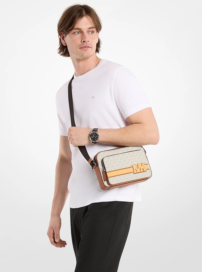 Cooper Embellished Signature Logo Flight Bag in VANILLA COMBO | Michael Kors