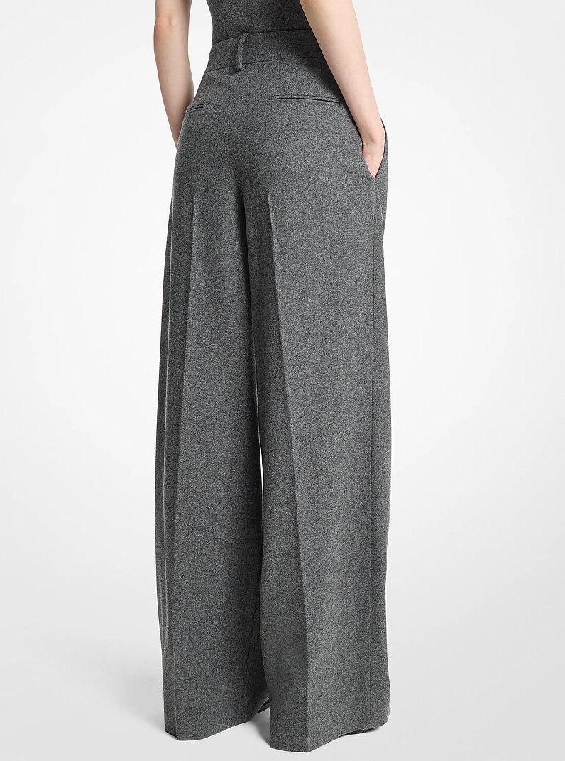 Pleated Wool Flannel Slouch Trousers in GRAPHITE MEL | Michael Kors