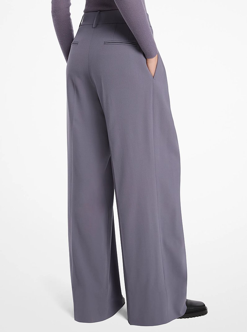Stretch Wool Pleated Slouch Trousers in IRIS | Michael Kors