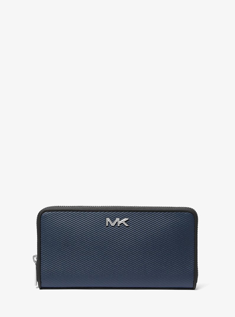 Varick Leather Zip-Around Wallet in BLEU MARINE | Michael Kors