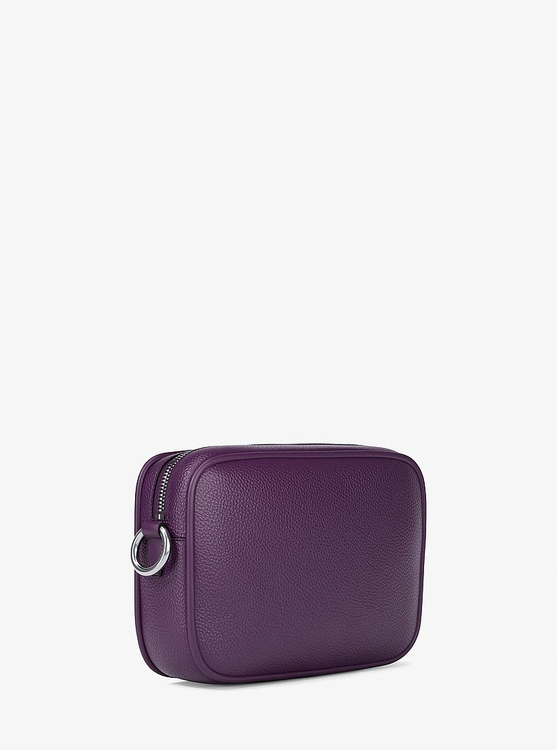 Jet Set Large Pebbled Leather Camera Crossbody Bag in BLACK - Sale