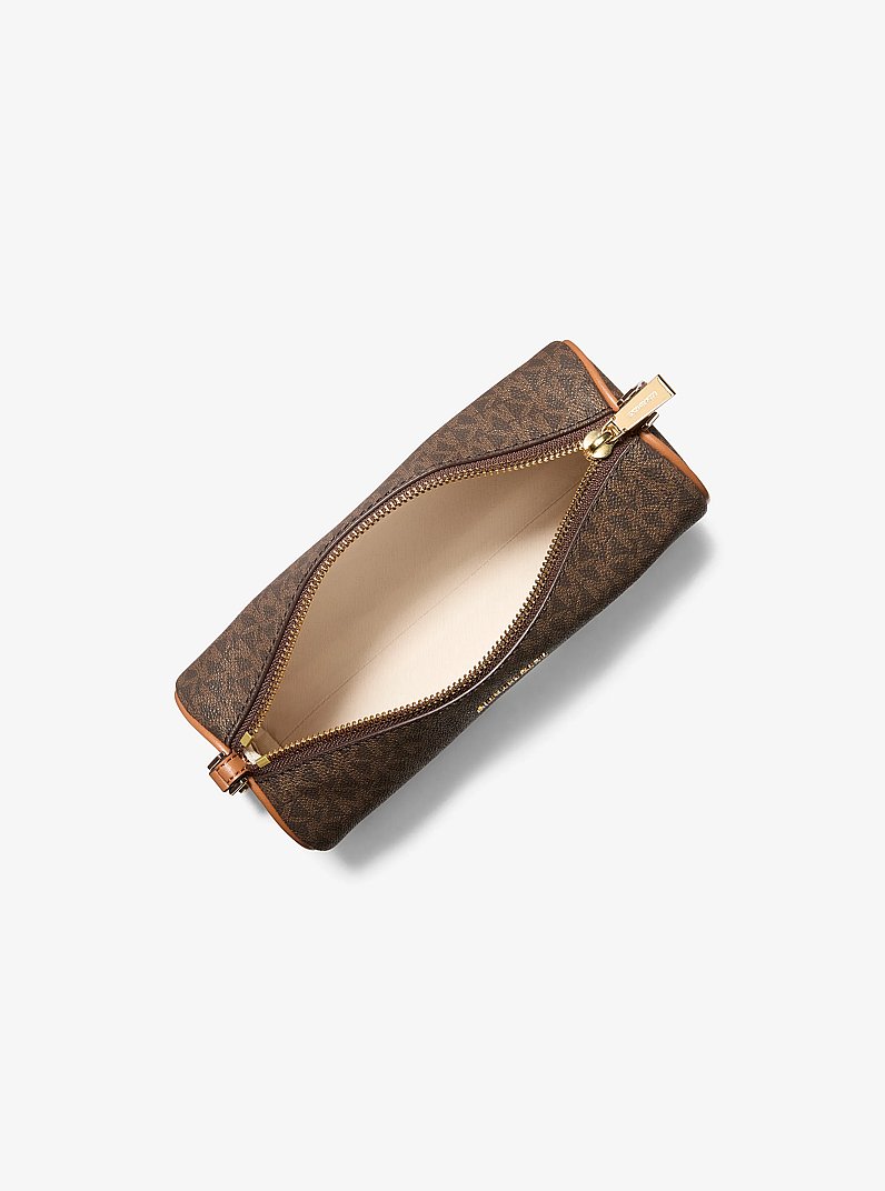 Izzy Small Signature Logo Barrel Pochette in BRN/ACORN | Michael Kors