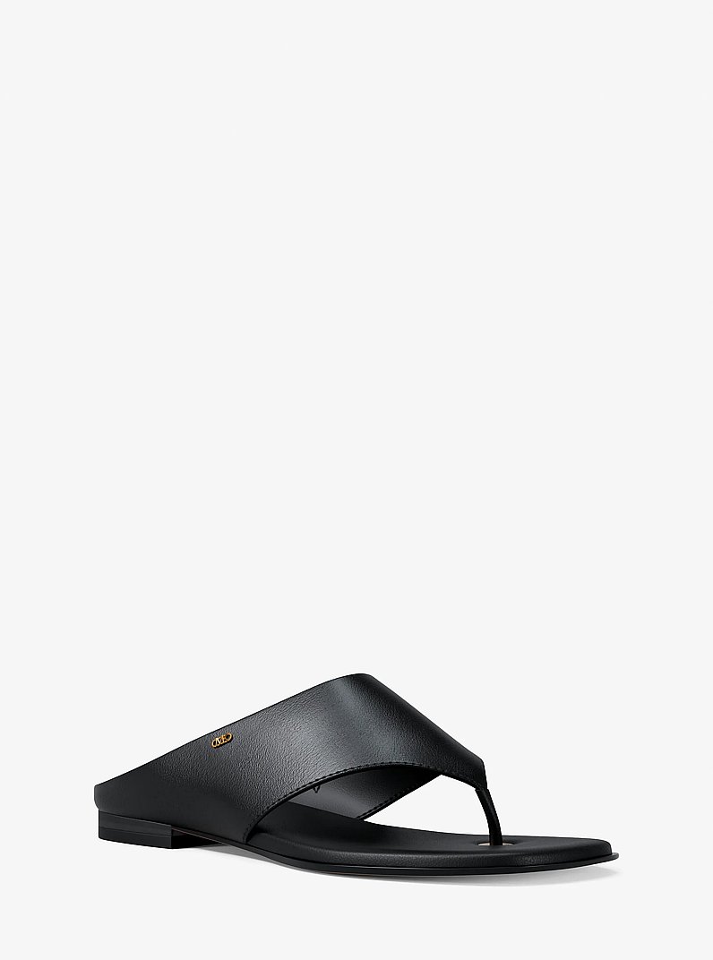 Alster Leather Thong Sandal in BLACK | Michael Kors