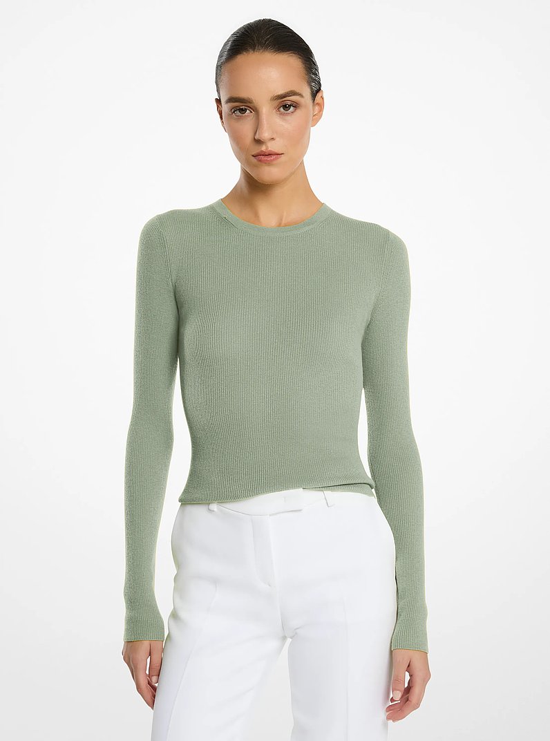 Hutton Featherweight Cashmere Sweater in CELADON | Michael Kors