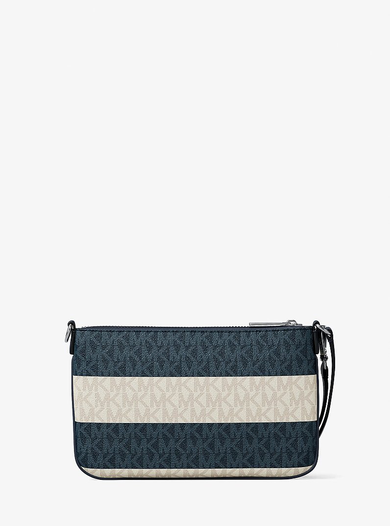 Jet Set Travel Striped Signature Logo Convertible Wristlet in NAVY | Michael Kors