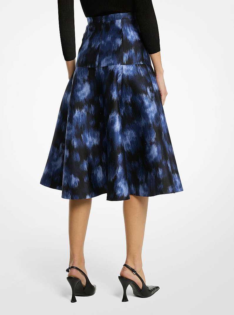 Jupe de danse &agrave; taille basse en shantung de soie chin&eacute;e florale et de laine