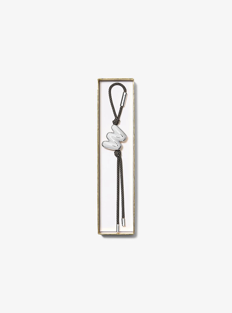 Adorno para bolso en tono plateado con cord&oacute;n moteado e inicial in RODIO | Michael Kors