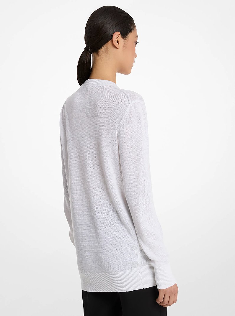 Ribbed Linen Sweater in OPTIC WHITE | Michael Kors