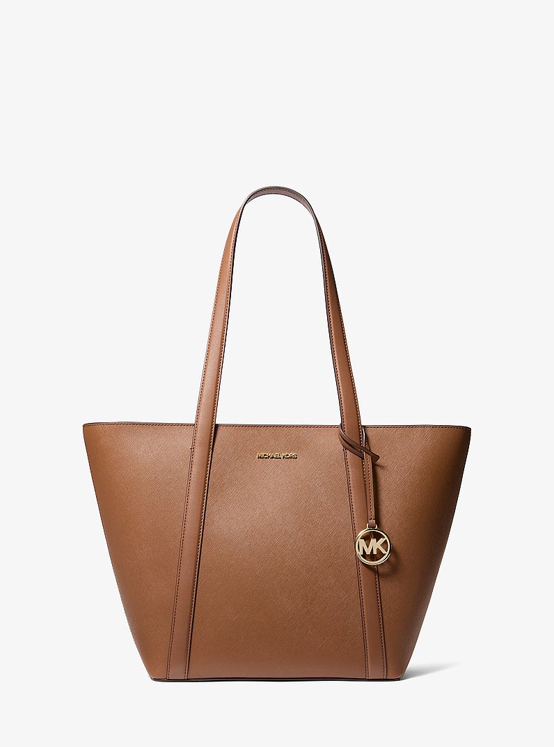 Pratt Large Saffiano Leather Tote Bag in LUGGAGE | Michael Kors