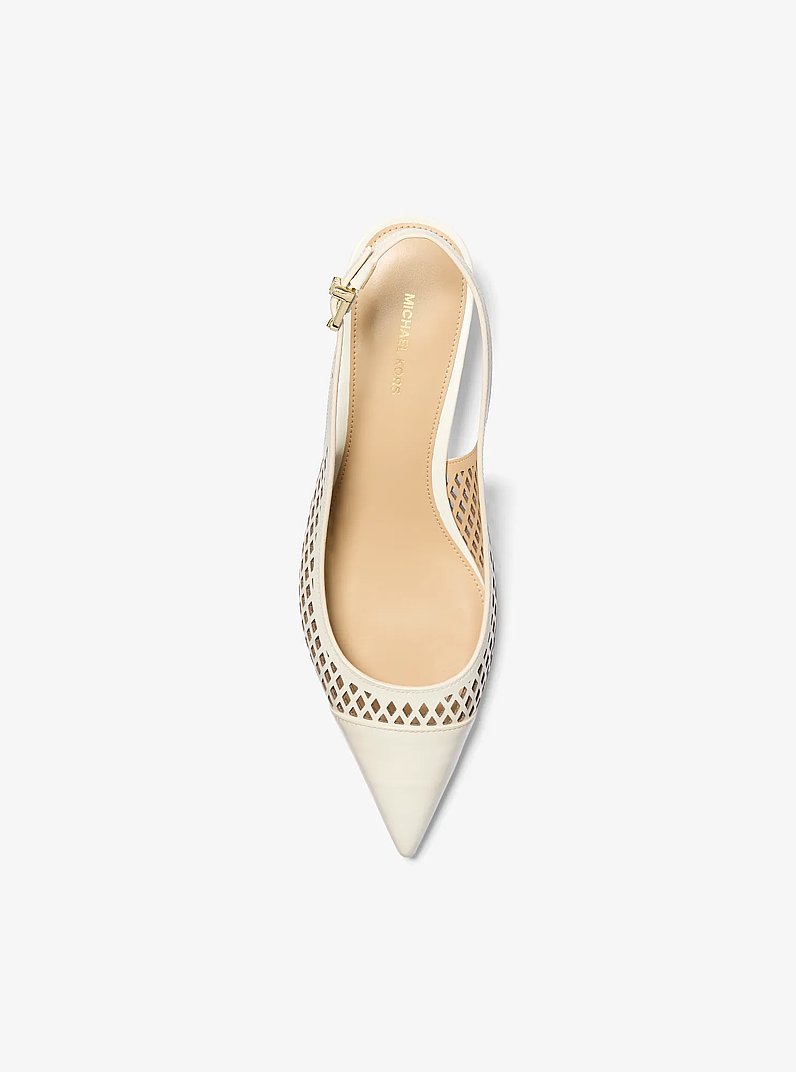 Slingpumps Amara aus Leder mit Lasercut-Muster in EGGSHELL | Michael Kors