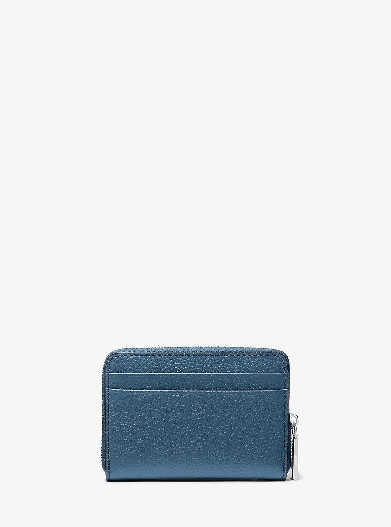 Jet Set Small Pebbled Leather Zip-Around Card Case in DK CHAMBRAY | Michael Kors