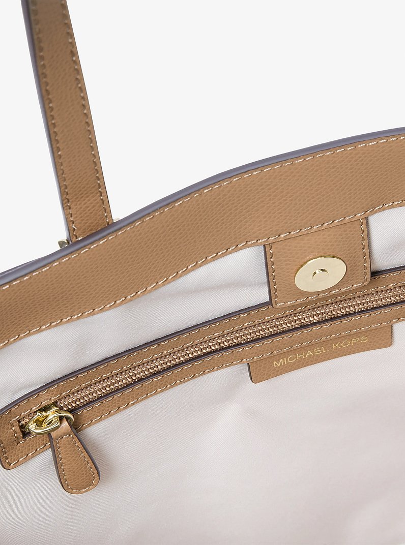 Taryn Large Signature Logo and Leather Tote Bag in HUSK | Michael Kors