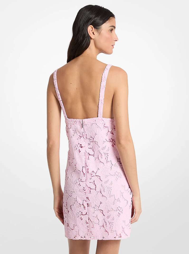 Vestido mini de encaje floral con cordones in ROSA RAMILLETE CLARO | Michael Kors