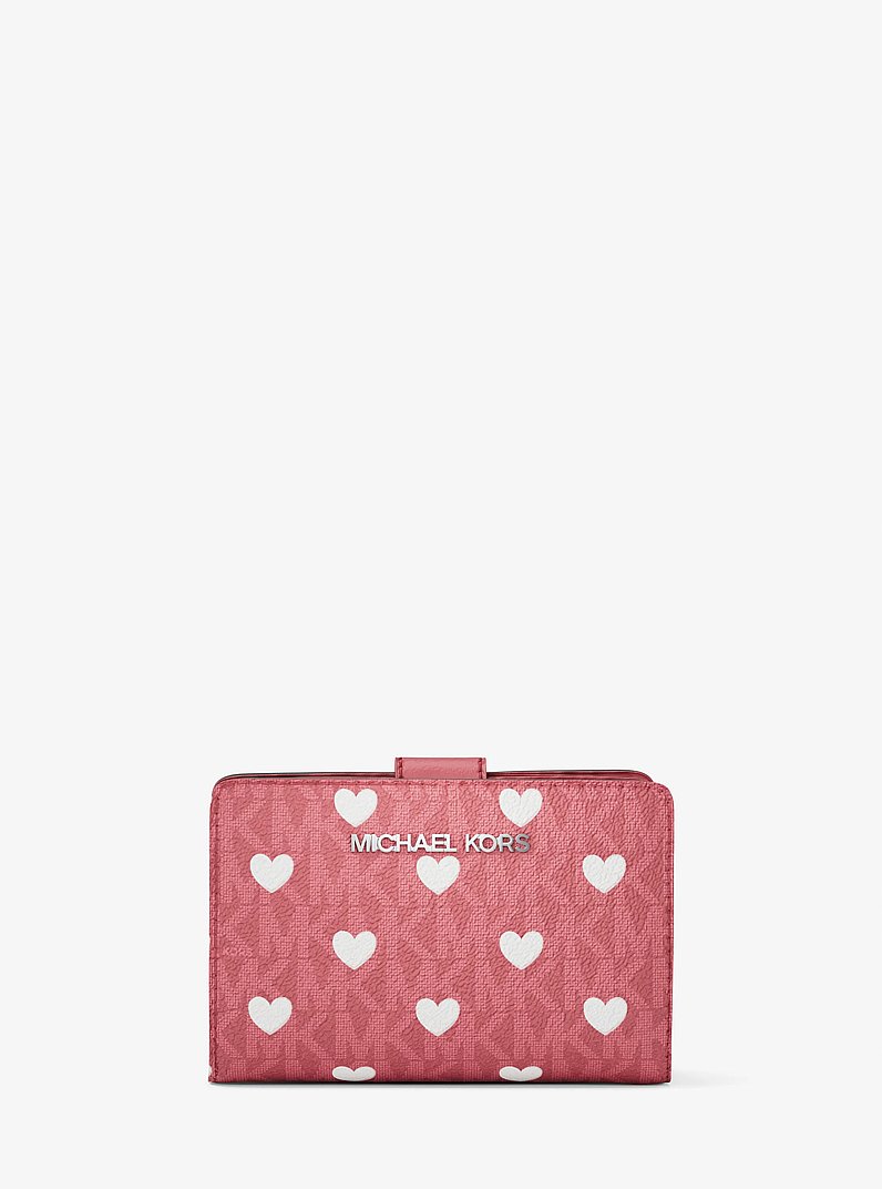 Jet Set Medium Printed Signature Logo Bi-Fold Wallet in HIBISCUS