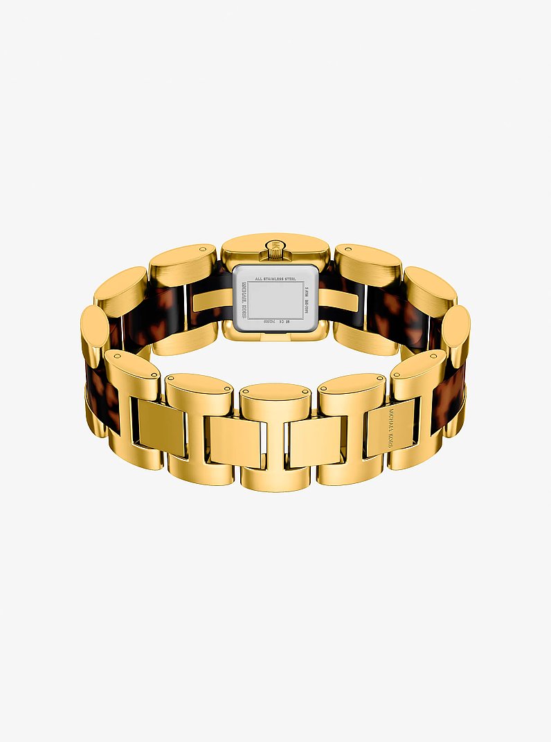 Petite Darrington Gold-Tone and Tortoiseshell Acetate Watch in TORTOISE | Michael Kors