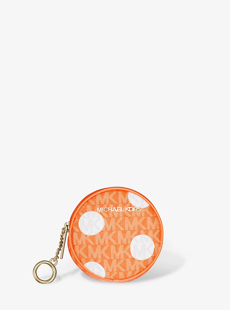 Jet Set Small Polka Dot Signature Logo Coin Pouch in RED CLAY | Michael Kors