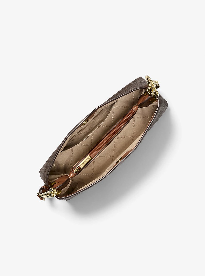 Christina Small Signature Logo Crossbody Bag in BROWN | Michael Kors