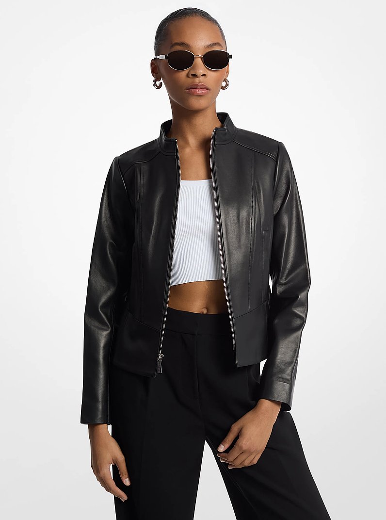 「龍」 MICHAEL KORS ブラックレザージャケット XS 公式アウトレット】DENNY レザージャケット - ウェア|マイケル・コース