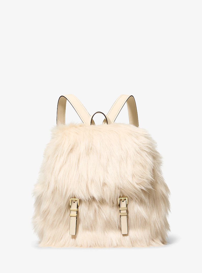 Zaino Quinn medio in pelliccia sintetica in NATURALE | Michael Kors