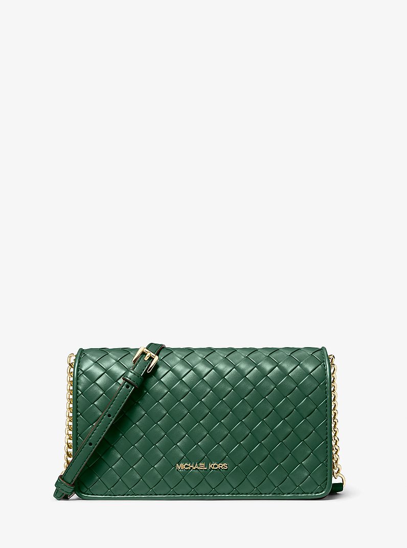 Jet Set Medium Woven Crossbody Bag in MOSS | Michael Kors