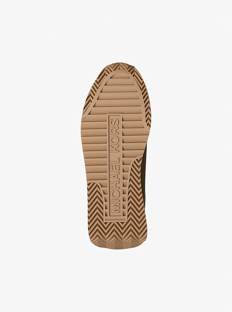 Rhodes Color-Block Suede Trainer in LODEN | Michael Kors