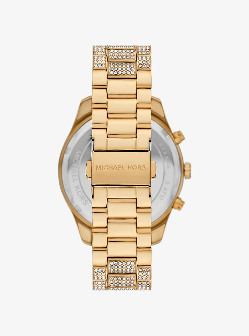 Oversized Lexington Pav&eacute; Gold-Tone Watch in GOLD | Michael Kors