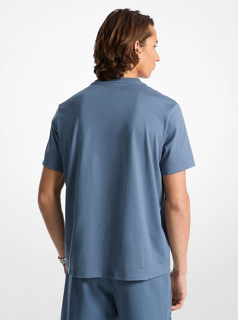 Logo Embossed Cotton T-Shirt in DARK CHAMBRAY | Michael Kors