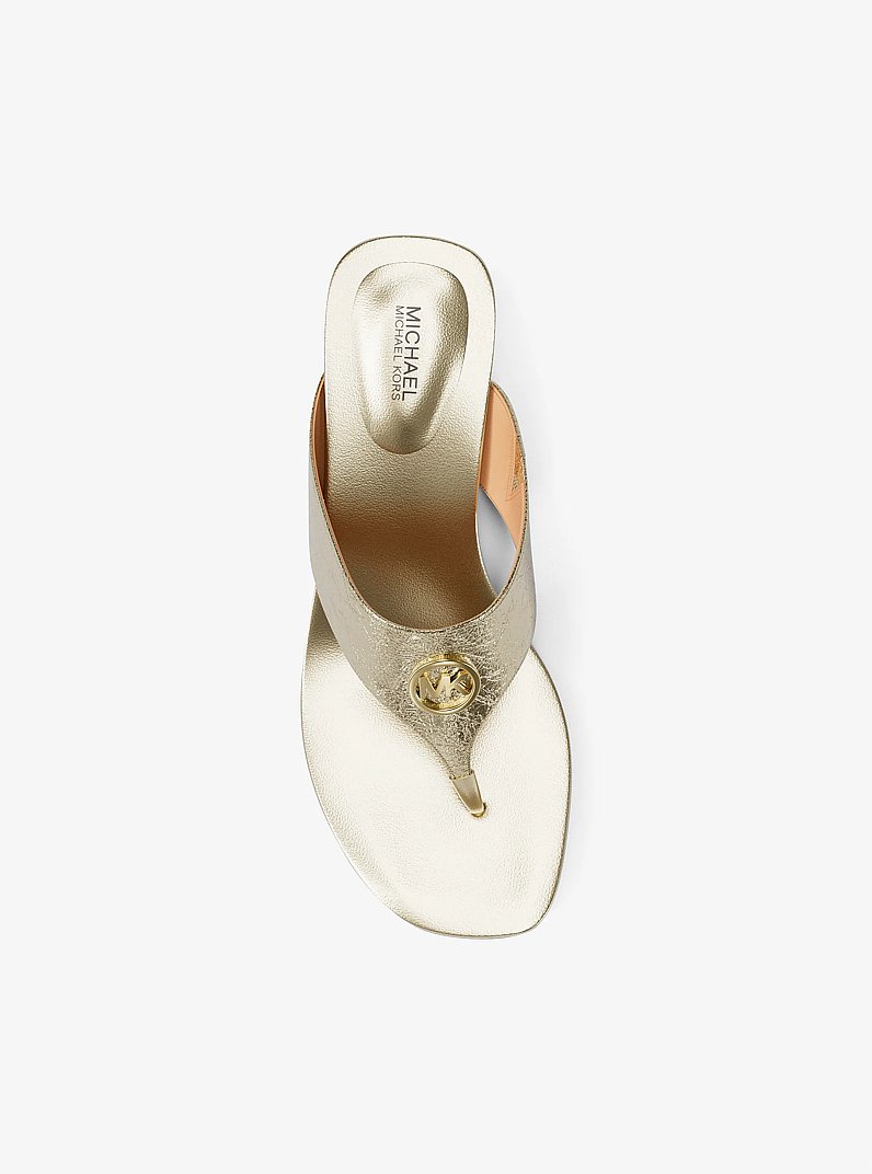 Anneka Metallic Thong Sandal in SILVER | Michael Kors