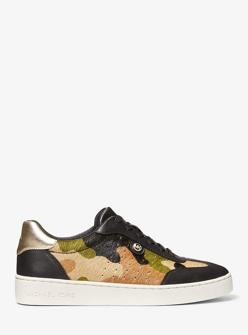 Scotty Camouflage Print Calf Hair Sneaker in Smoky Olive Multi | Michael Kors