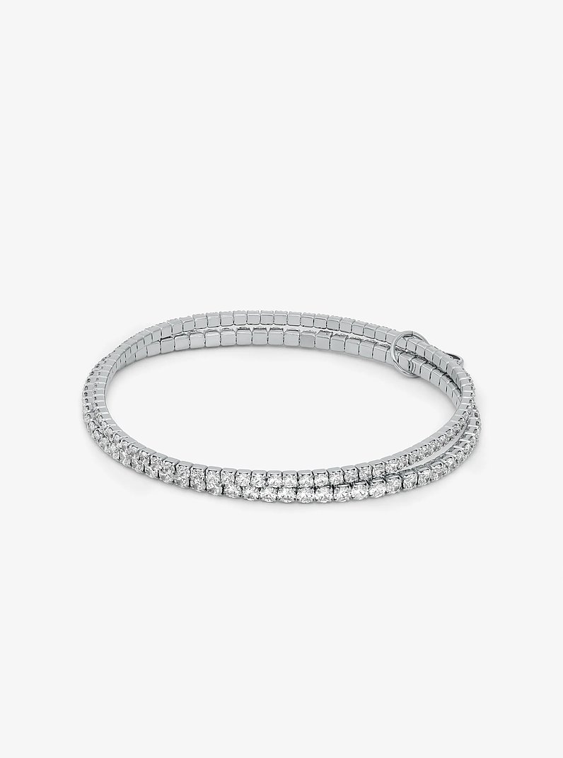 Pulsera de tenis doble de lat&oacute;n chapado en metal precioso in PLATEADO | Michael Kors