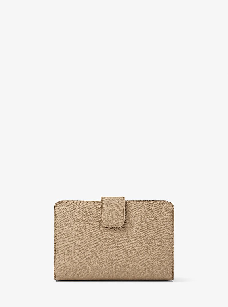 Medium Crossgrain Leather Wallet in CAMEL | Michael Kors