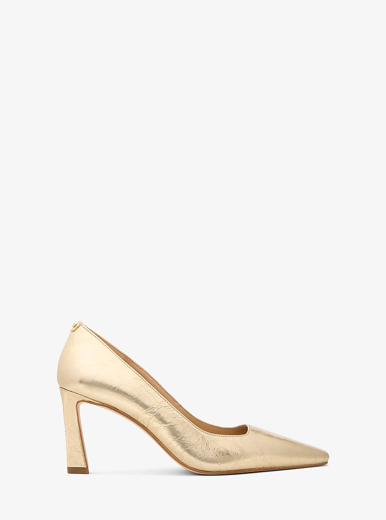 Darrah Crackled Metallic Leather Pump in PALE GOLD | Michael Kors