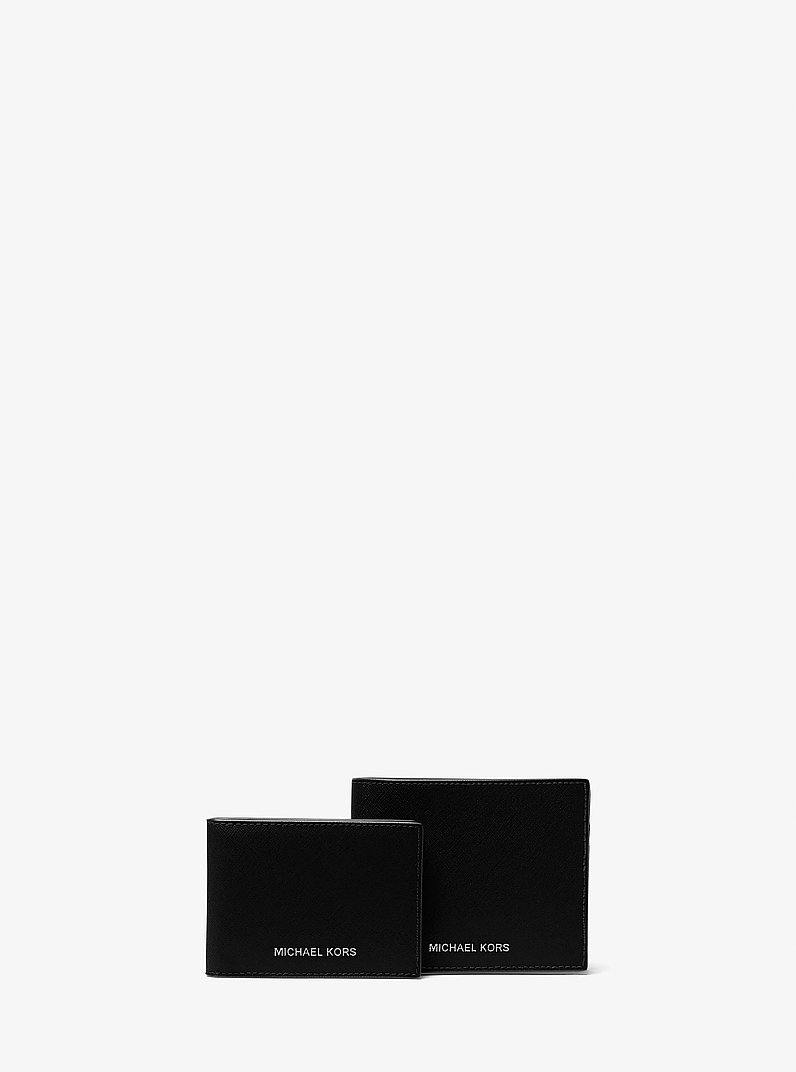 Harrison Saffiano Leather Billfold Wallet with Passcase in BLACK | Michael Kors