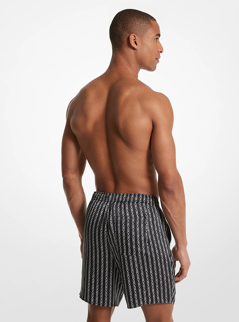 Empire Logo Print Satin Pajama Shorts