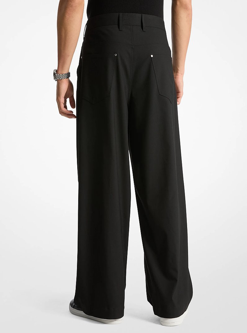 Pleated Wide-Leg Pants in BLACK | Michael Kors
