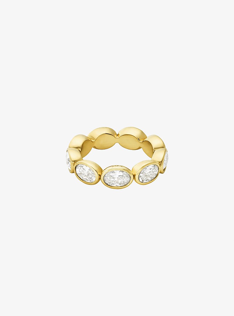 Bague rivi&egrave;re &agrave; zircones cubiques et &agrave; placage en m&eacute;tal pr&eacute;cieux in OR/TRANSPARENT | Michael Kors