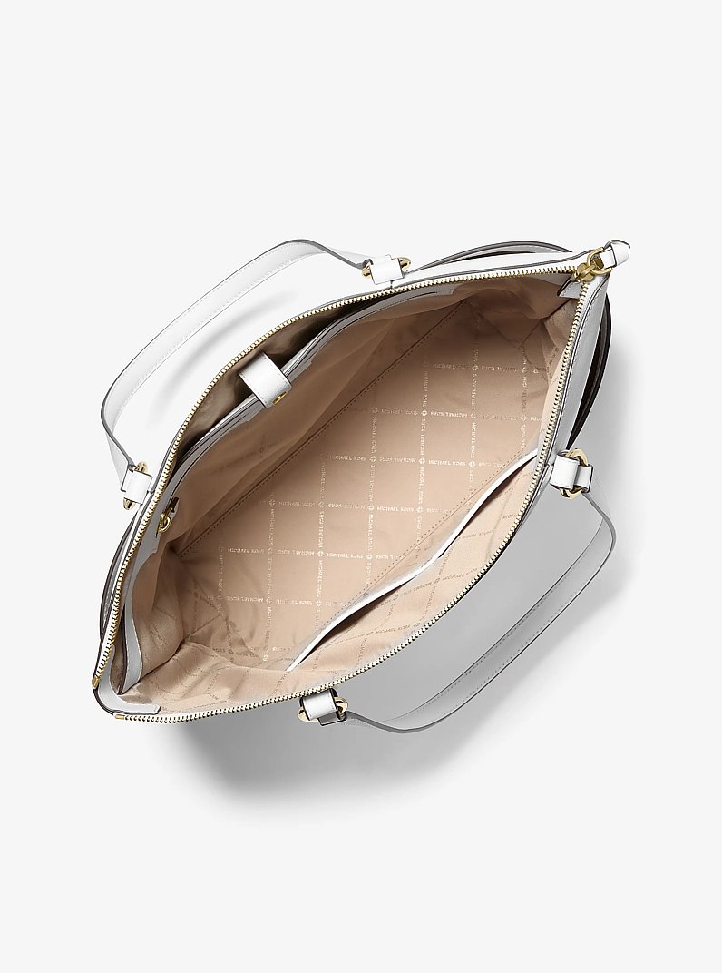 Sullivan Large Saffiano Leather Top-Zip Tote Bag in OPTIC WHITE | Michael Kors