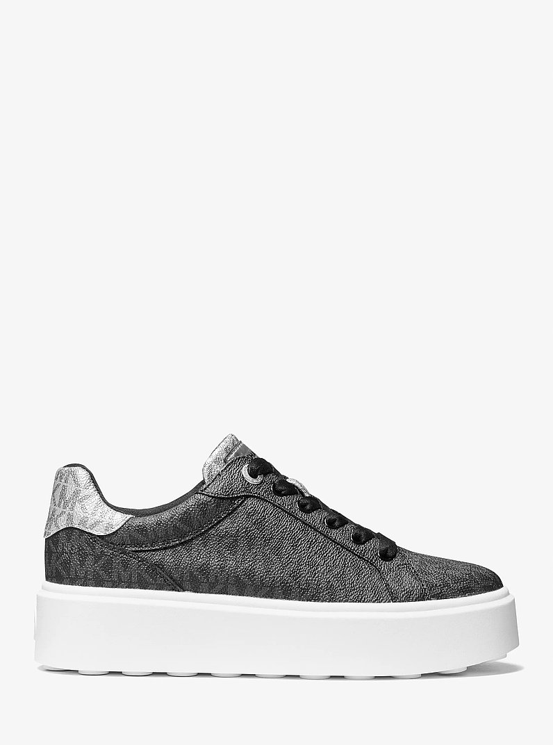 Romey Metallic Two-Tone Signature Logo Platform Sneaker in BLACK | Michael Kors