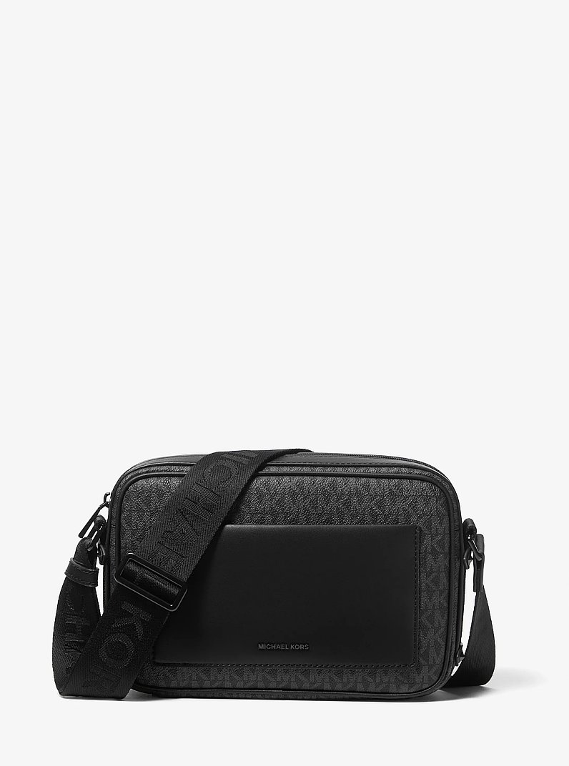 Maeve Large Signature Logo Crossbody Bag in BLACK | Michael Kors